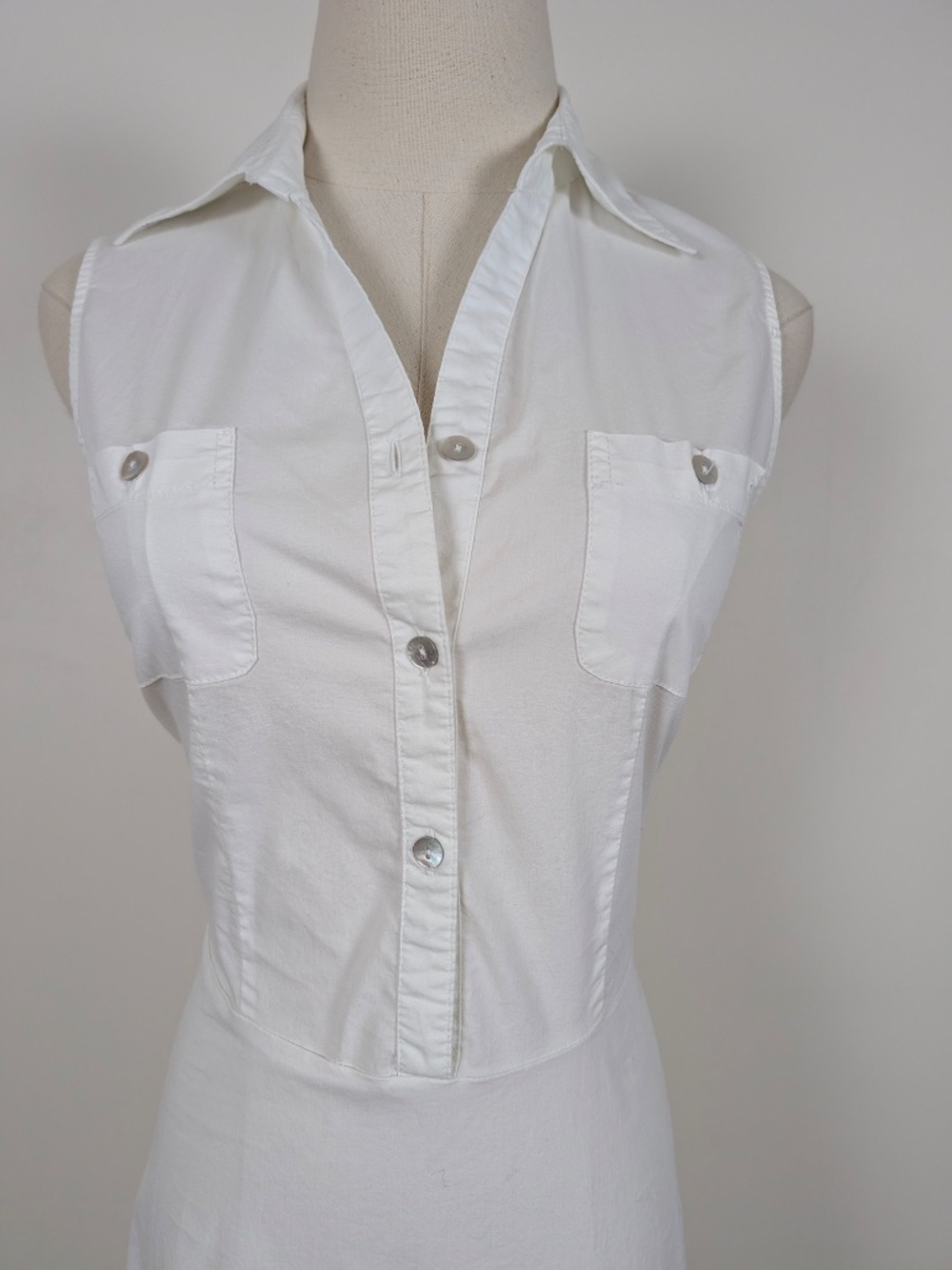 Cherokee White Khaki Midi Dress Size Medium Semi Formal Summer - Picture 13 of 14